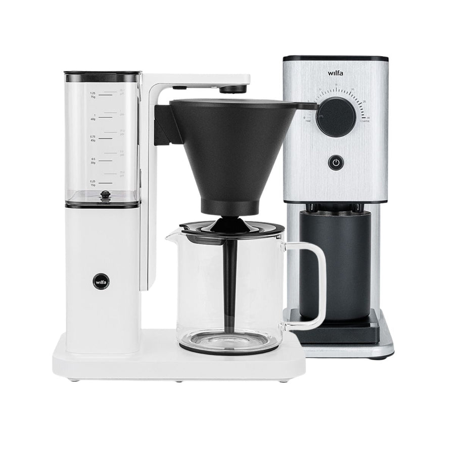 Wilfa Zense Coffee Maker (White) and Zense Alux Coffee Grinder Bundle ...